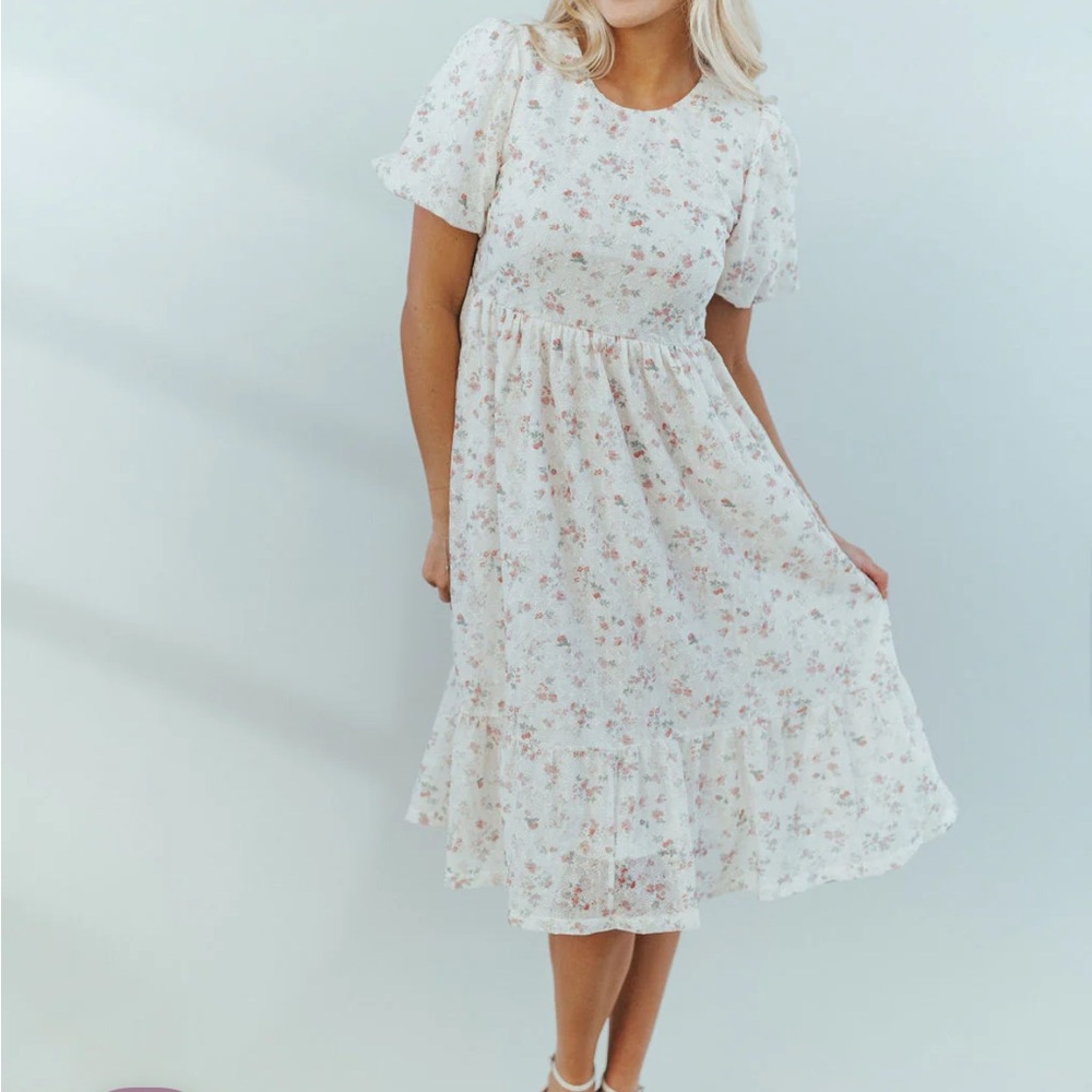 Orange Creek Floral Cream Midi Dress